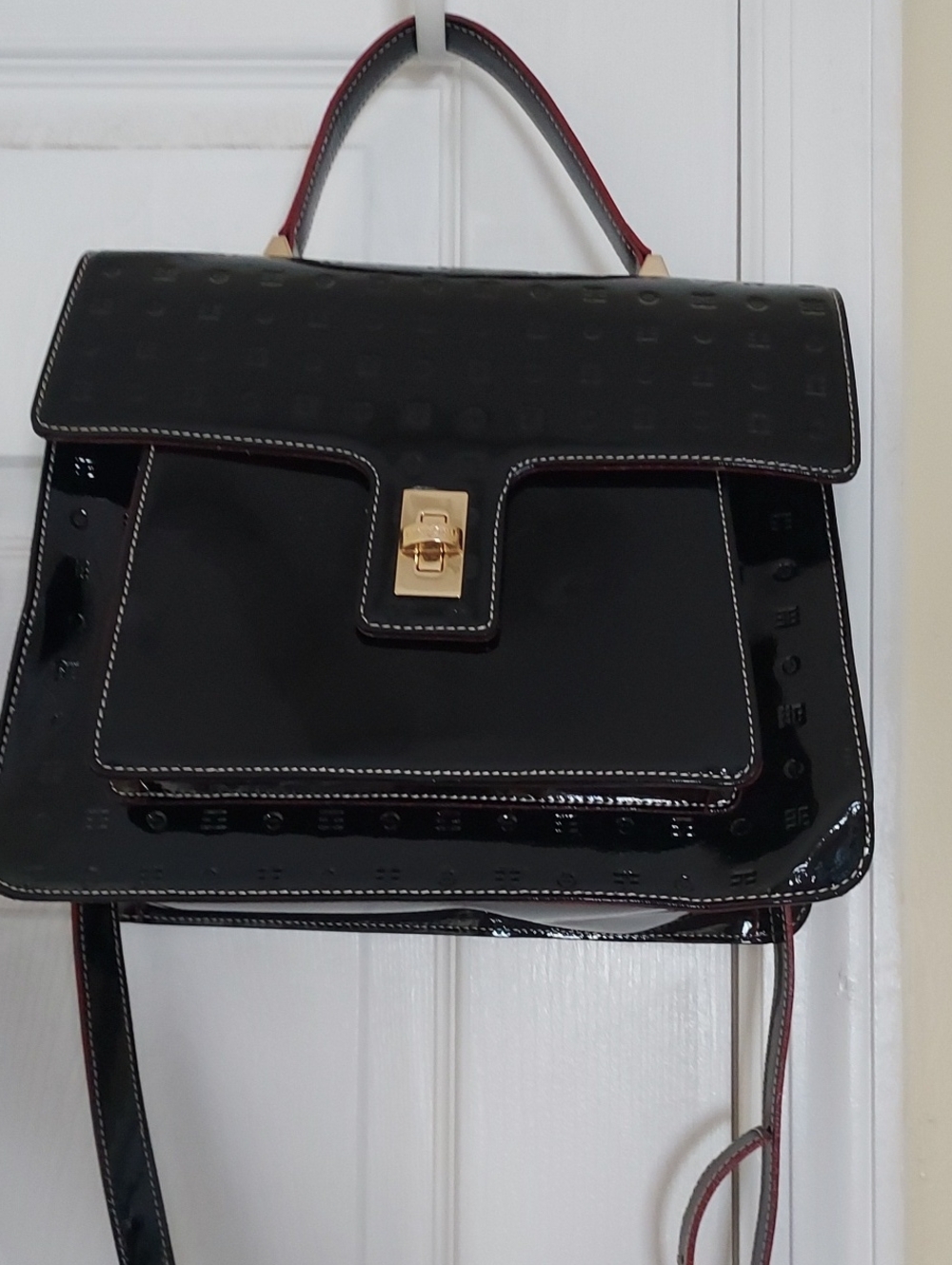 Arcadia Black Patent Leather Shoulder Bag